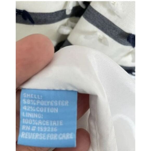 J. McLaughlin Jane Dress Women's Size 10 White Navy Striped Bows at Bottom Sleev - Picture 7 of 16